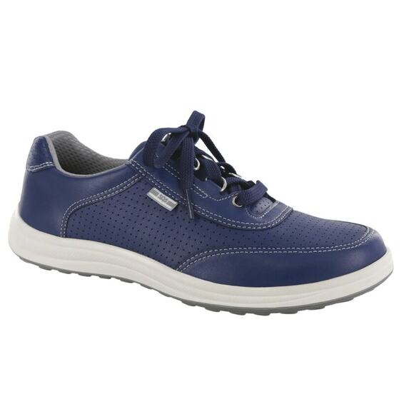 SAS Women's Sporty Lux Lace Up Sneaker Blue Perf Leather Size 10 Wide NIB Comfy - Picture 1 of 14